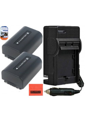 BM Premium Pack of 2 NP-FV50 Batteries And Battery Charger for Sony HDR-CX220, HDR-CX230, HDR-CX290, HDR-CX330, HDR-CX380, HDR-CX430V, HDR-CX900, TD3
