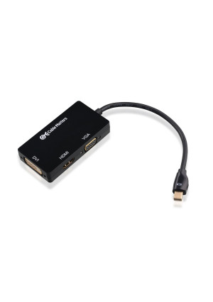 Cable Matters Mini DisplayPort (Thunderbolt™ Port Compatible) to HDMI/DVI/VGA Male to Female 3-in-1 Adapter in Black