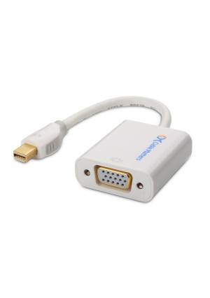 Cable Matters Gold Plated Mini DisplayPort (Thunderbolt™ Port Compatible) to VGA Male to Female Adapter in White