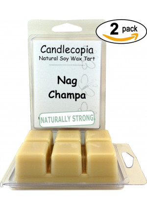 Nag Champa 6.4 oz Scented Wax Melts - Woody notes similar to patchouli, with touches of powder, musk, amber, and vanilla - 2-Pack of naturally strong