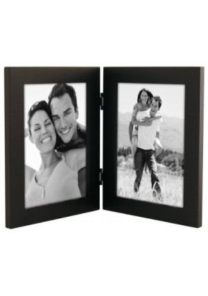 Malden Linear Black Picture Frame holds two 5" x 7"  pictures Vertically