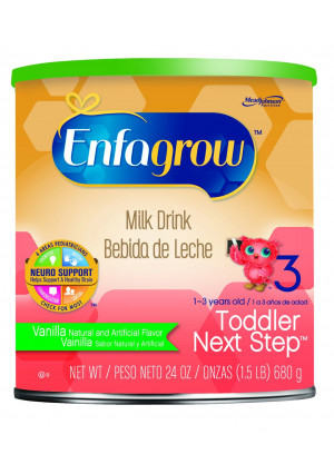Enfagrow Toddler Next Step Vanilla Powder Can, for Toddlers 1 Year and Up, 24 Ounce Powder Formula (Packaging May Vary)