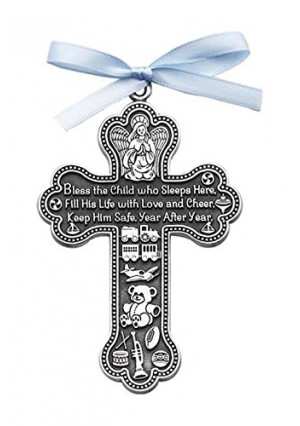 Cathedral Art CM6 Baby Boy Cross Crib Medal, 3-Inch High