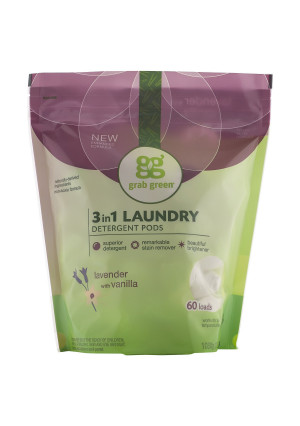 Grab Green 3-in-1 Laundry Detergent, Lavender with Vanilla, 60 Loads