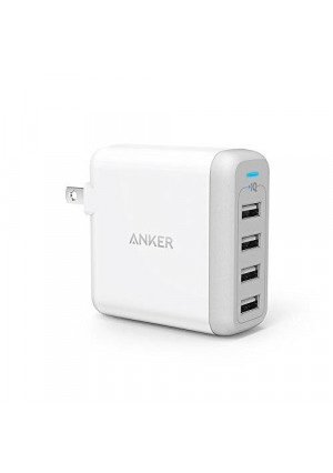 Anker PowerPort 4 (40W 4-Port USB Wall Charger) Multi-Port USB Charger with Foldable Plug for iPhone 6s / 6 / 6 Plus