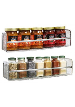 Deco Brothers DecoBros 2 Pack Wall Mount Single Tier Mesh Spice Rack, Chrome