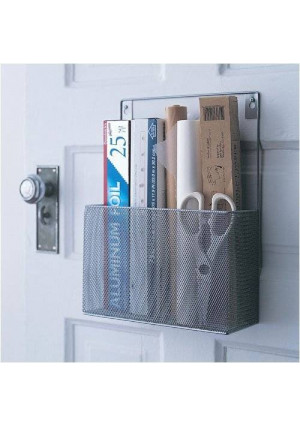 Ybmhome YBM HOME Silver Mesh Wall Mount Pantry Caddy, Wrap Rack Size 10 1/2 x 14 1/2 x 4 inches 1154 (1)