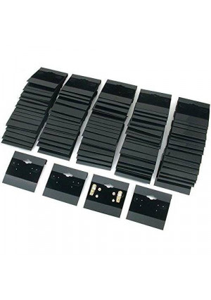 Black Velvet Plastic Display Cards for Earrings, Jewelry Accessories, 2"X2" (100 Pk) by Super Z Outlet