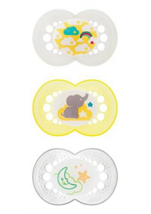 MAM Day and Night Silicone Orthodontic Pacifiers Set 6+, Pack of 3