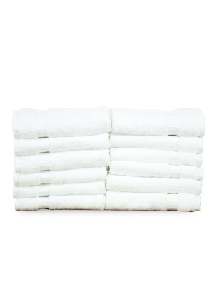 Soft Touch Linen Luxury Hotel and Spa Towel 100% Genuine Turkish Cotton (White, Wash Cloth - Set of 12)