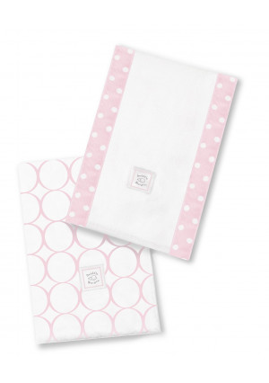SwaddleDesigns Baby Burpies, Pastel Pink Mod Circles (Set of 2 Burp Cloths)