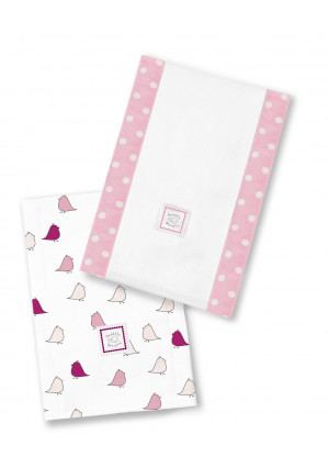 SwaddleDesigns Baby Burpies, Pink Little Chickies (Set of 2 Burp Cloths)