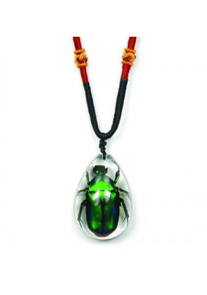 REALBUG Green Chafer Beetle Necklace, Clear, Large