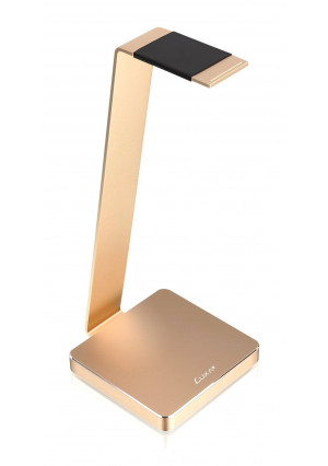 LUXA2 E-ONE Gold Aluminum Headphone Stand for Beats, Sony, Sennheiser, Philips, Audio-Technica, Plantronics, Bose, JVC, Gaming, and DJ Professionals