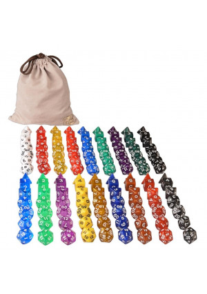 Yellow Mountain Imports 126 Polyhedral Dice - 18 colors w/ Complete set of d4 d6 d8 d10 d12 d20 d%