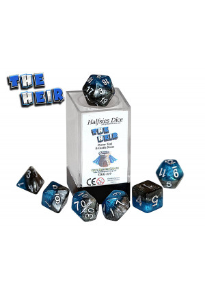 Gate Keeper Games "The Heir" Halfsies Dice - 7 die polyhedral rpg gaming dice set - Power Teal and Castle Stone