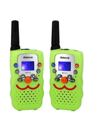 Retevis RT32 Kids Walkie Talkies 0.5W 22 CH FRS/GMRS VOX Call Alarm LED Flashlight (Green, 1 Pair)