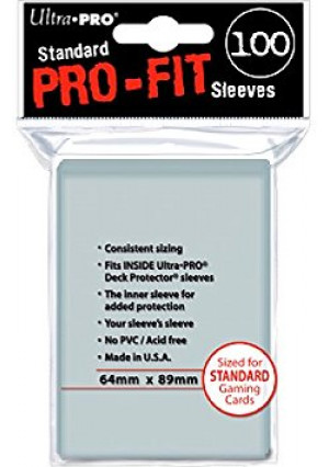 Ultra-Pro Standard Pro-Fit Transparent Clear Sleeves (100/Pack) 89mm x 64mm