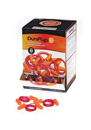 Liberty DuraPlug Corded Disposable Foam Earplug with 32 dB NRR, Orange (Case of 100 Pairs)