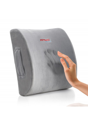 Ziraki Memory Foam Lumbar Cushion - Premium Lumbar Lower Back Pain Lumbar Pillow, Protect and Soothe Your Back - Improve Your Posture - Soft and Firm Balanced Lumbar Support Pillow- Including Gift Bag