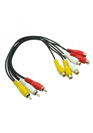 Bonayuanda 3 RCA Male Jack to 6 RCA Female Plug Splitter Audio Video Av Adapter Cable 12inch