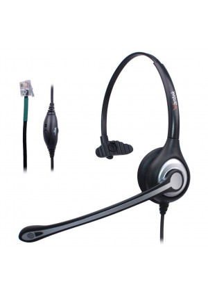 Wantek Corded Telephone Headset Mono w/ Noise Canceling Mic for AVAYA Aastra Allworx Adtran Alcatel Lucent AltiGen Comdial Digium Gigaset InterTel Mitel Plantronics MiVoice Landline Deskphones(F600S1)