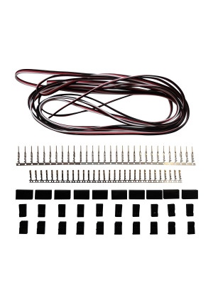 Futaba Style Servo Extension Kit W/ 10 Pairs Of Connector Plugs and 15' 22Awg Servo Wire - Apex RC Products #1225