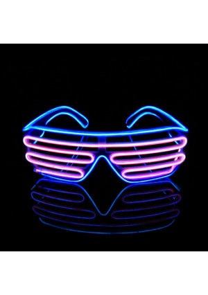 Aquat Light Up Neon Shutter Glasses LED Electroluminescent EL Wire Costumes Eyeglasses For Party RB03 (Blue + Pink)