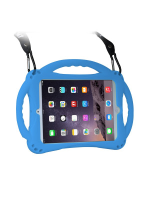 [New Design]TopEs iPad Mini Case Kids Shockproof Handle Stand Coverand(Tempered Glass Screen Protector) for iPad Mini, Mini 2, Mini 3 and iPad Mini Retina Models (Blue)