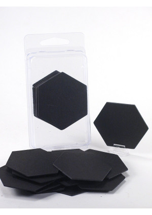 Value Pack of 15 - Blank Black 2"  Hexagon Hex Board Game Chits Tiles Counters Markers DIY DandD