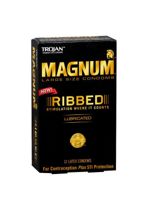 Trojan Magnum Lubricated Latex Condoms Ribbed Large