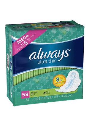 Always Ultra Thin Pads with Flexi-Wings, Long Unscented, Super