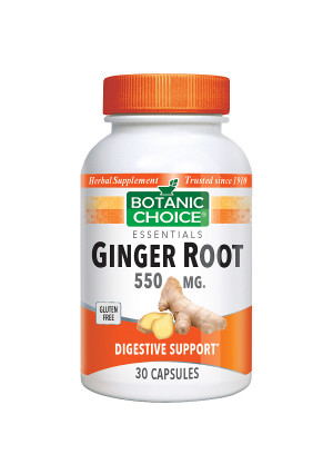 Botanic Choice Ginger Root 550 mg Herbal Supplement Capsules