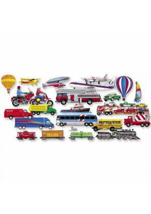 Little Folk Visuals Train, Trucks and Planes Precut Flannel/Felt Board Figures, 24 Pieces Add-On Set