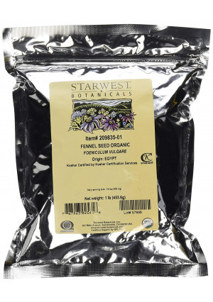 Starwest Botanicals Organic Fennel Seeds, 1 Pound