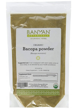 Banyan Botanicals Bacopa Powder, 1/2 Pound - USDA Organic - Bacopa monniera - Ayurvedic Herb for Memory and Focus