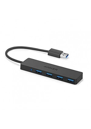 Anker 4-Port USB 3.0 Ultra Slim Data Hub for Macbook, Mac Pro/mini, iMac, Surface Pro, XPS, Notebook PC, USB Flash Drives, Mobile HDD, and More