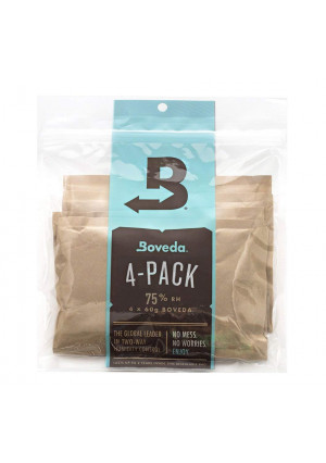 Boveda 75% RH 2-Way Humidity Control for Leaky Wooden Cigar Humidors, 4 Count 60 Gram Packets (Humidifier/Dehumidifier)-by Boveda Inc.