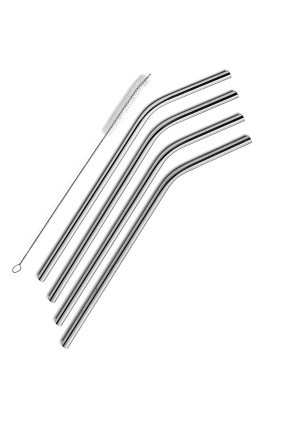 SipWell Extra Long Stainless Steel Drinking Straws Set of 4, Straws for 30 oz Tumbler and 20 0z Tumbler, Fits RTIC Tumbler | Fits all Yeti Ozark Trail SIC and RTIC Tumblers, Cleaning Brush Included.