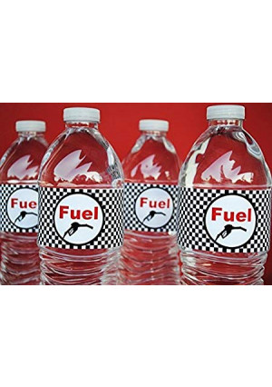 POP parties Race Car Bottle Wraps - Set of 20 Water Proof Bottle Stickers - Race Car Water Bottle Labels - Indy Party Decorations - Made in the USA