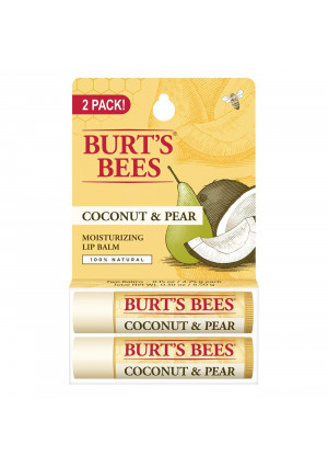 Burt's Bees 100% Natural Moisturizing Lip Balm, Coconut and Pear with Beeswax and Fruit Extracts - 2 Tubes