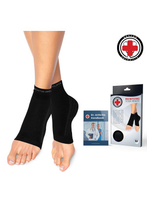 Dr. Arthritis Doctor Developed Copper Foot Compression Sleeves/Plantar Fasciitis Socks (Pair) Doctor Written Handbook Guaranteed Relief Plantar Fasciitis, Heel Support and Ankle Conditions