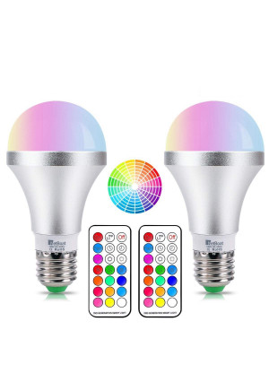 NetBoat LED Color Changing Light Bulb with Remote Control,10W E26 RGB+Daylight White LED Bulbs Dimmable with Memory Function,Ideal Lighting for Home Decoration,Stage,Bar,Party,2-Pack
