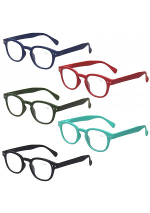 Reading Glasses Set of 5 Quality Fashion Readers Spring Hinge Glasses for Reading