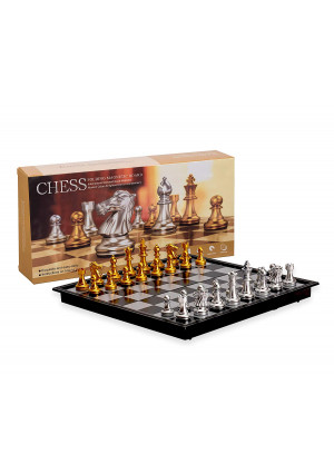Magnetic Travel Chess Set with Board That Becomes A Storage Compartment  Great Travel Toy Set by Big Mo's Toys
