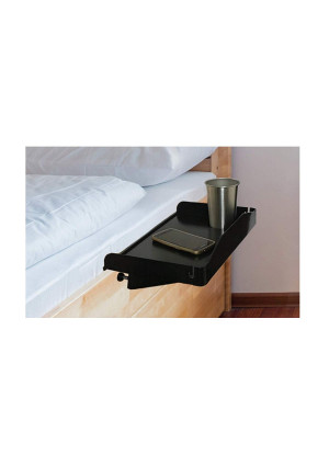 Bedside Tray To Use as Kids Nightstand, Bunk Bed Nightstand, Dorm Room Nightstand for Students and Bed Shelf for Drink, Laptop, Tablet, Books, Remote, Alarm Clock and Phone - Plastic (Black)