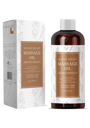 Massage Oil for Sore Muscles and Body Pain Relief  Massage Therapy for Women and Men  Great Deep Tissue Massage for Back Anti Aging Moisturizers for Dry Skin  Sweet Almond Jojoba  16 oz