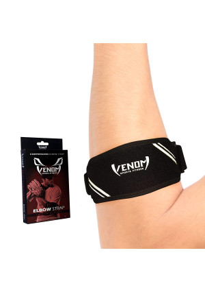 Venom Elbow Strap Compression Brace - Elastic Support for Tendonitis Pain, Tennis Elbow, Golfers Elbow, Arthritis, Bursitis, Basketball, Baseball, Football, Golf, Weightlifting, Sports, Men, Women