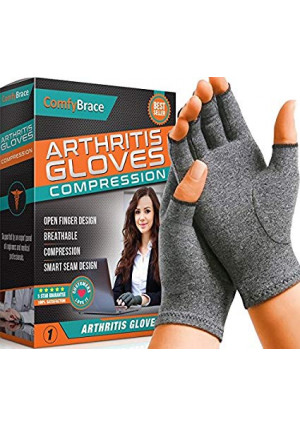 ComfyBrace Arthritis Hand Compression Gloves  Comfy Fit, Fingerless Design, Breathable and Moisture Wicking Fabric  Alleviate Rheumatoid Pains, Ease Muscle Tension, Relieve Carpal Tunnel Aches (Small)