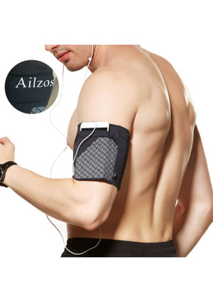 Ailzos Sports Running Armband,Lightweight Arm Band Strap Holder Pouch Comfortable Phone Armband Sleeve for Exercise Workout Fits iPhone X/8/7 Plus/7/6,Samsung Galaxy S9/S8/S7,Sony,LG HTC,(Black,M)